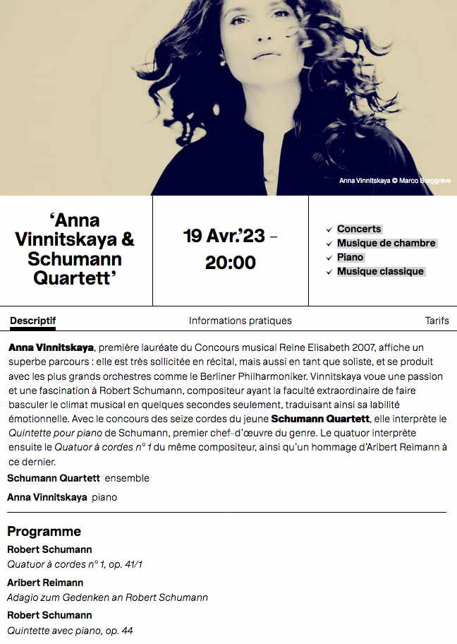 RC Page Internet. Beaux-Arts (Bozar), Bruxelles. Anna Vinnitskaya (piano) & Schumann Quartett. 2023-04-19.jpg